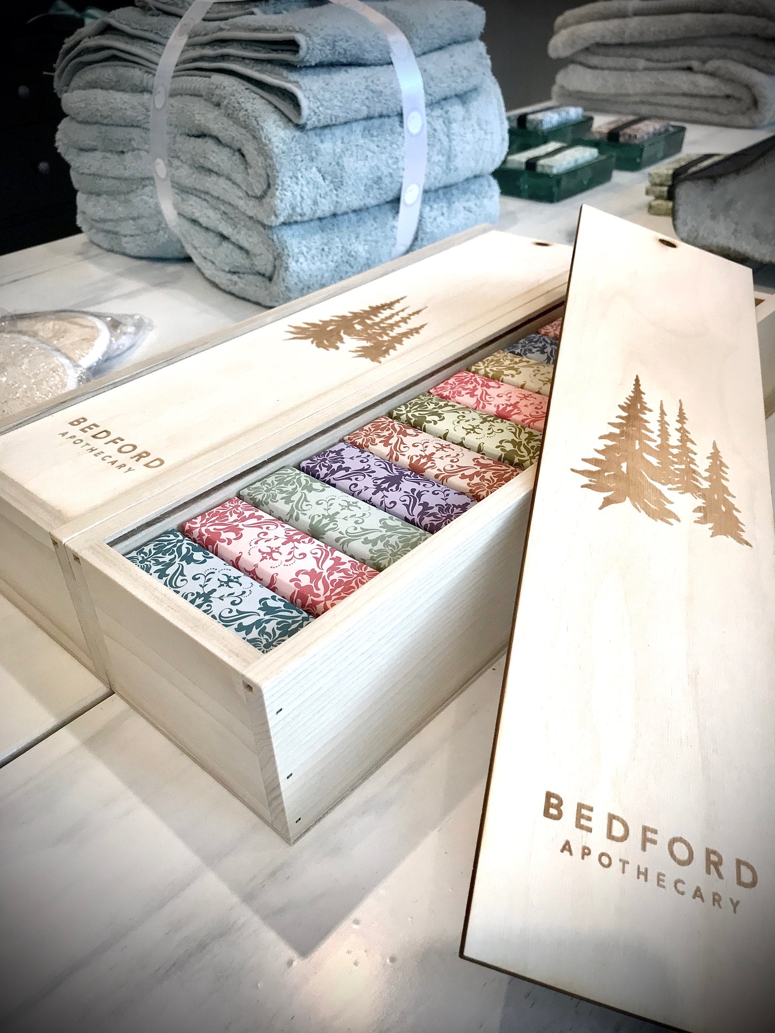 12 Bar Soap Handmade Wood Gift Box